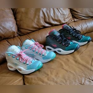 2 Pairs Women's Iverson Question Lemon Zest and Iverson Mid Rivet Grey Teal Sz 6
